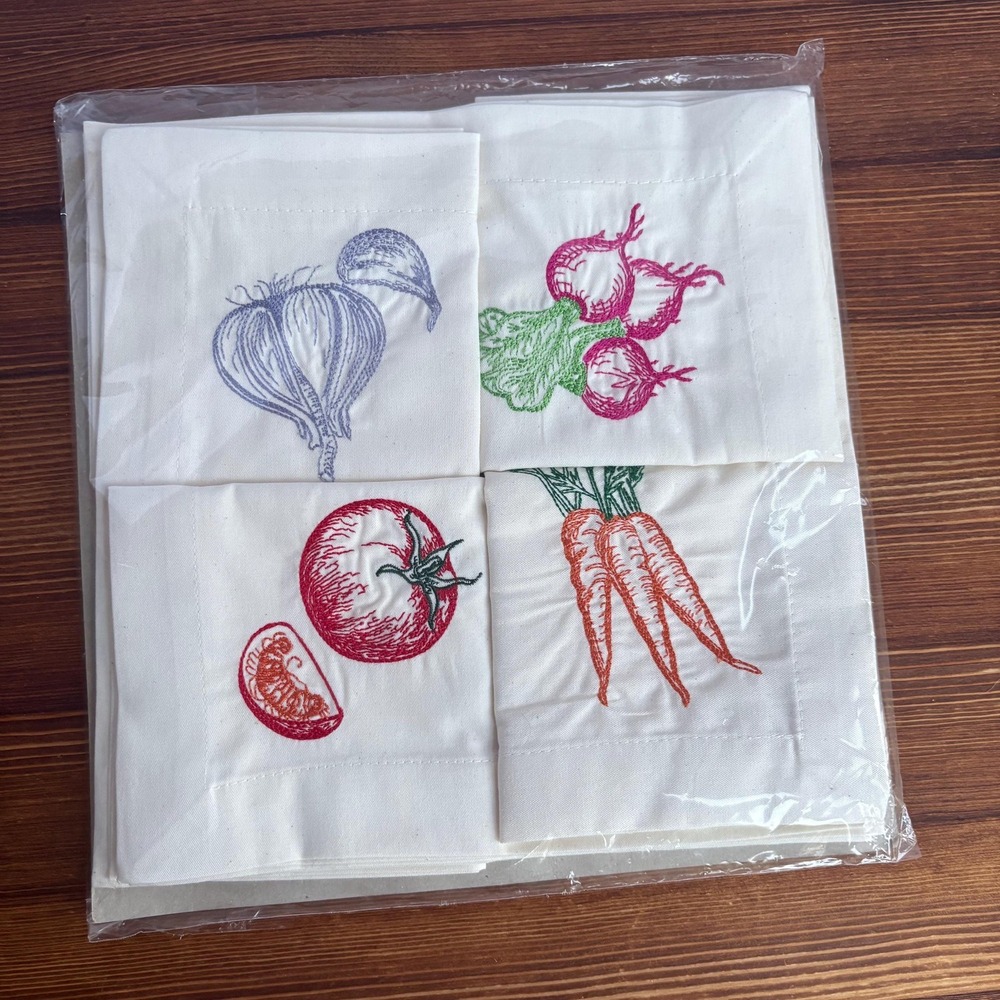 Trader Joe's Embroidered Cotton Napkins 20"x20" each / Set of 4 NEW | Retired